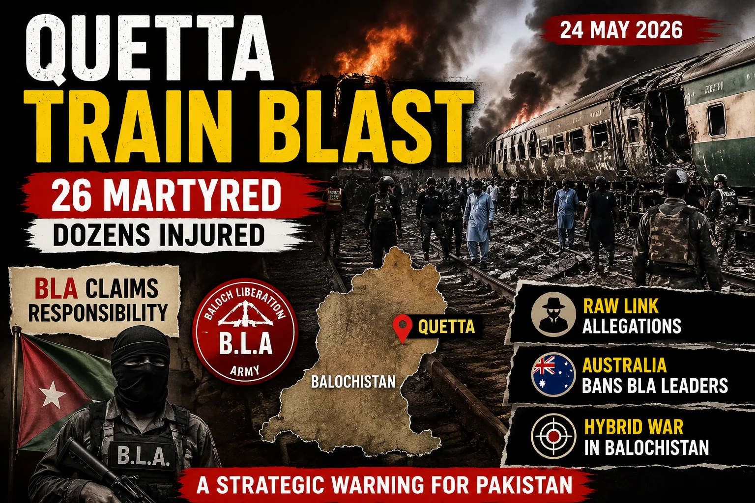 Quetta Train Blast 2026: 26 Martyred in Deadly BLA Terror Attack — A Strategic Warning for Pakistan